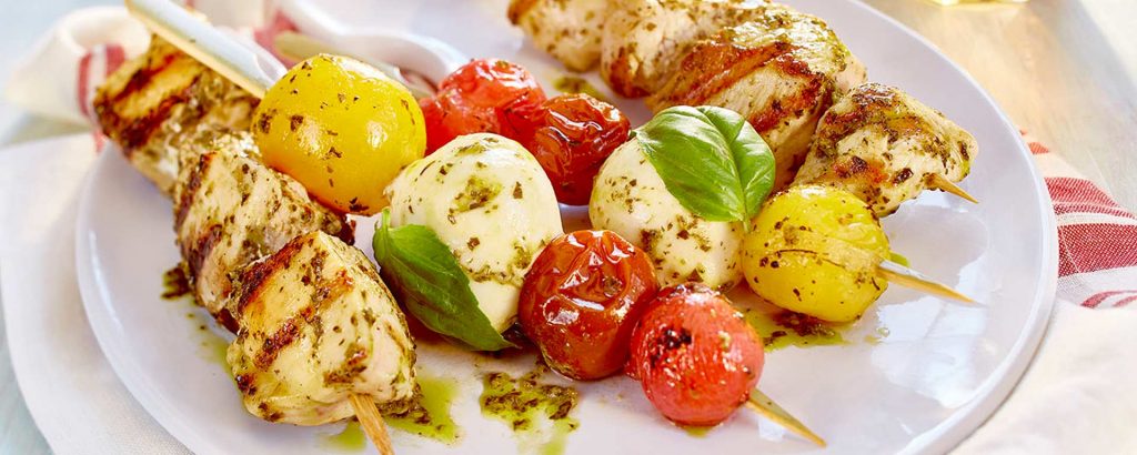 Photo of - Grilled Chicken & Caprese Skewers