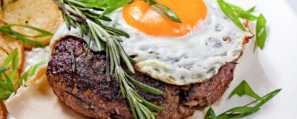 Photo of - Steak and Egg Open-Face Sandwich
