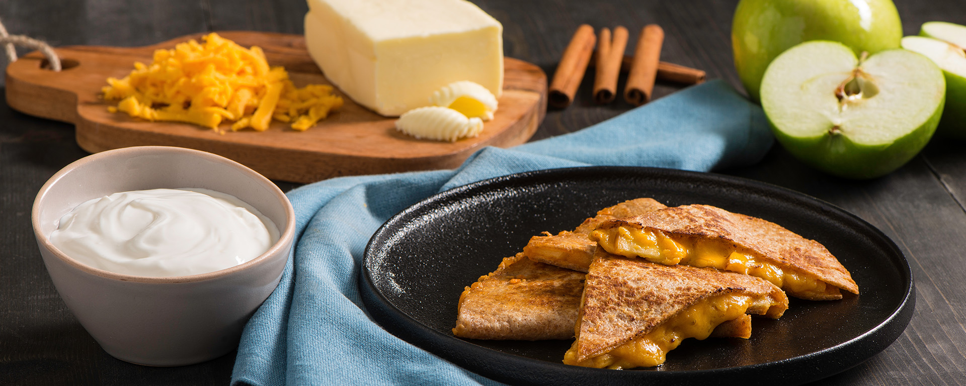 Photo of - Apple Cheddar Quesadilla with Creamy Cinnamon Cottage Cheese